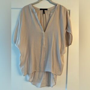 BCBGMaxAzria Tan Dolman Sleeve Polo Blouse